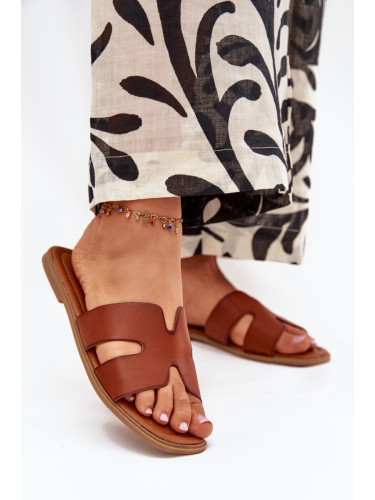 Boto Дамски Плоски Обувки С Изрязвания Камел Салира