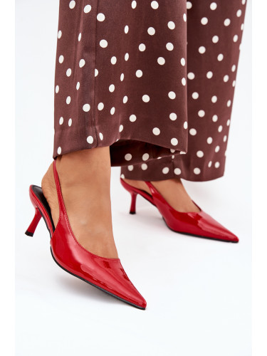 Boto Лакирани Чепици На Ток С Отворен Петен Червени Talira