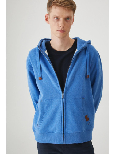 Суичър Medicine в синьо с качулка с меланжов десен