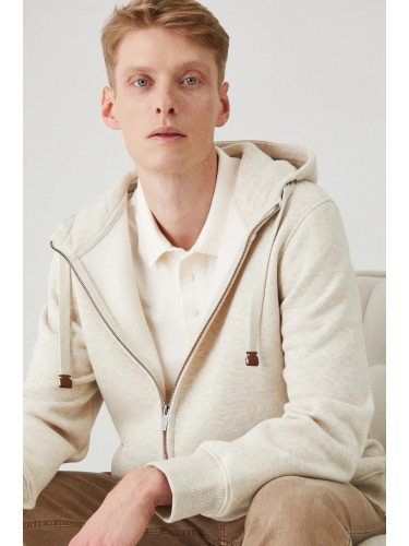 Суичър Medicine в бежово с качулка с меланжов десен