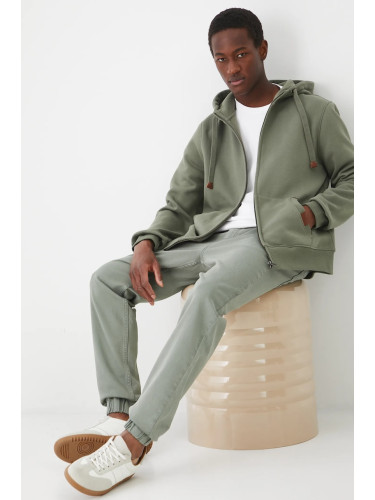 Суичър Medicine в зелено с качулка с меланжов десен