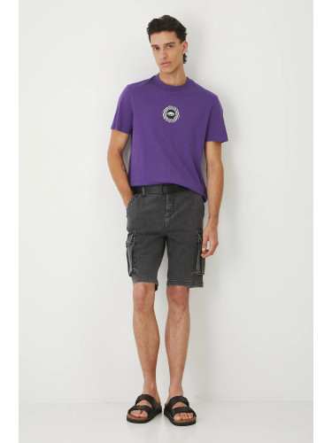 Памучна тениска Medicine в лилаво с принт