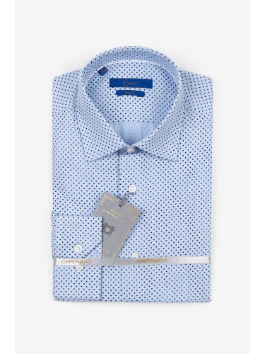 Светлосиня мъжка риза с мини точков принт