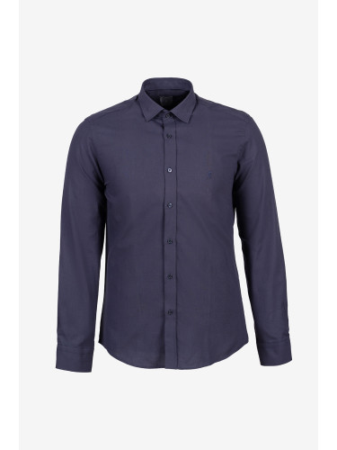 Тъмносиня мъжка риза с изчистен дизайн