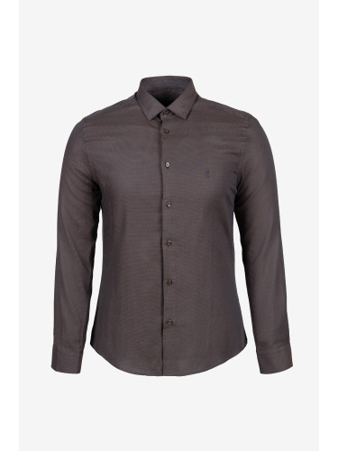 Кафява мъжка риза с фина текстура