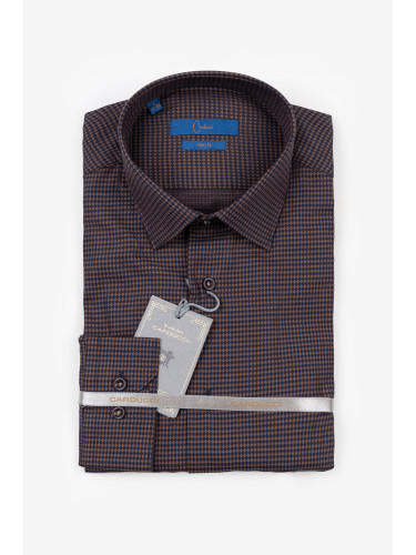 Тъмнокафява мъжка риза с текстура