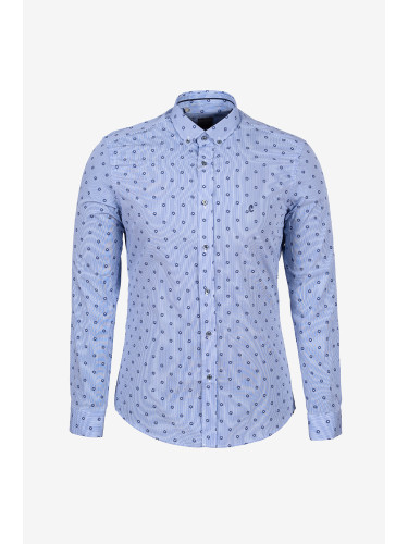 Синя мъжка риза с флорален принт