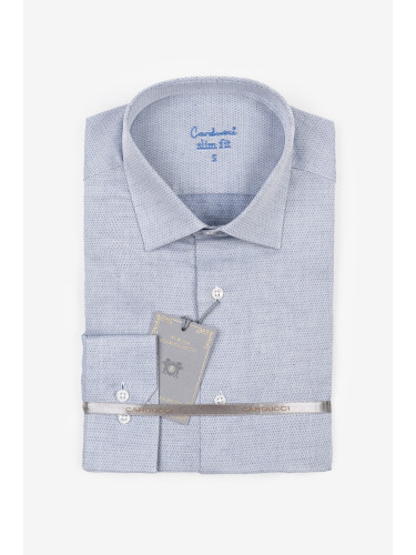 Светлосиня мъжка риза с микро десен