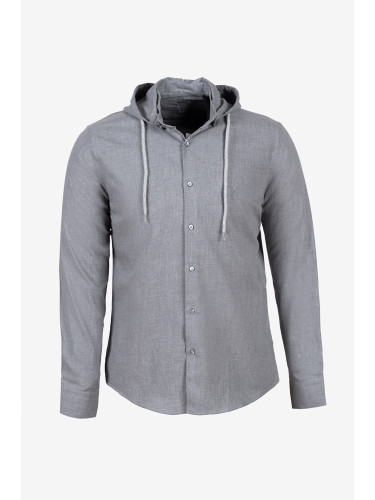 Сива памучна риза с качулка