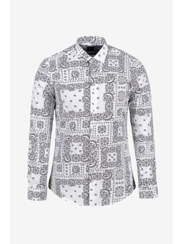 Бяла риза с черен ориенталски мотив