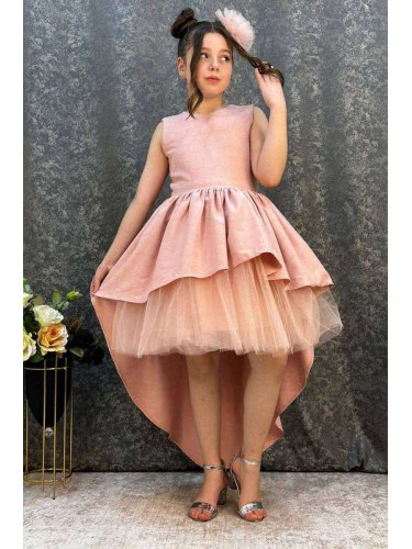 Официална детска асиметрична рокля в розово