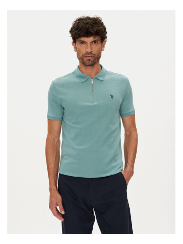 U.S. Polo Assn. Тениска с яка и копчета MUP3335 Зелен Regular Fit