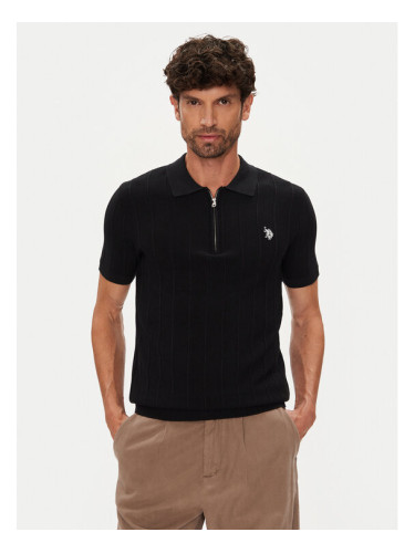 U.S. Polo Assn. Тениска с яка и копчета MUP3369 Черен Slim Fit