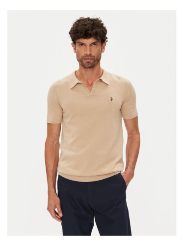 U.S. Polo Assn. Тениска с яка и копчета MUP3554 Бежов Slim Fit