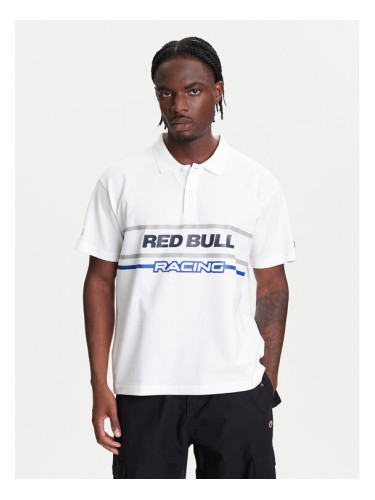 Pepe Jeans Тениска с яка и копчета Red Bull Racing Moto Panel RM540017 Бял Regular Fit