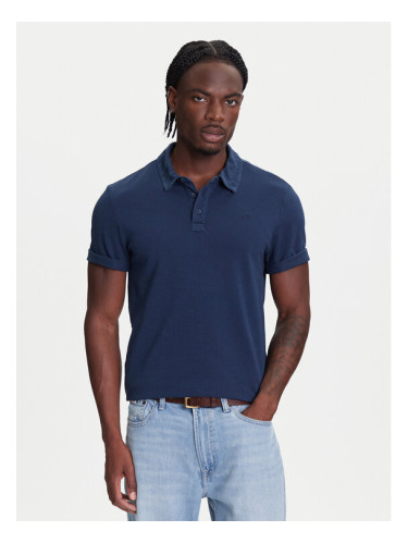 Mustang Тениска с яка и копчета Palco 1016505 Тъмносин Regular Fit