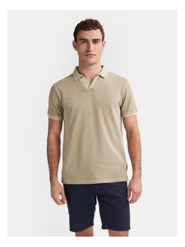 Petrol Industries Тениска с яка и копчета M-1050-POL910 Бежов Regular Fit