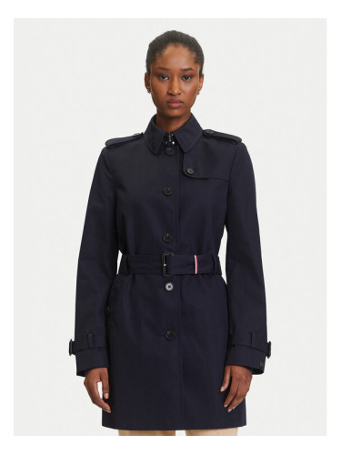 Tommy Hilfiger Тренч Heritage Single WW0WW24966 Тъмносин Regular Fit