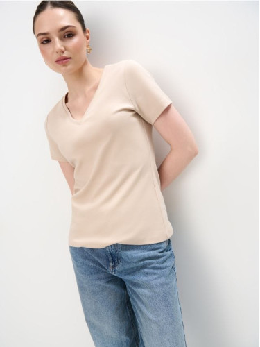 Mohito - Памучна тениска - бежово