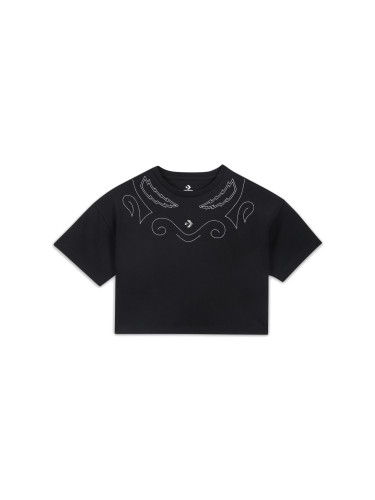 Converse Proud To Be Oversized Cropped T-Shirt Жени - Тениски Converse - Черен - 10027209-A01-S - Size: S