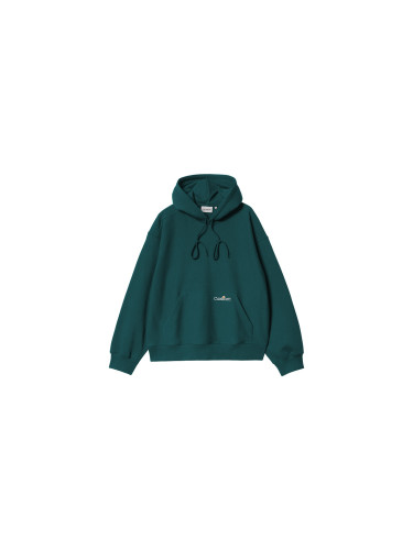 Carhartt WIP Hooded Label Script Sweat Malachite Мъже - Суитшърти и блузи с качулка Carhartt WIP - Син - I034430_2M1_XX-L - Size: L