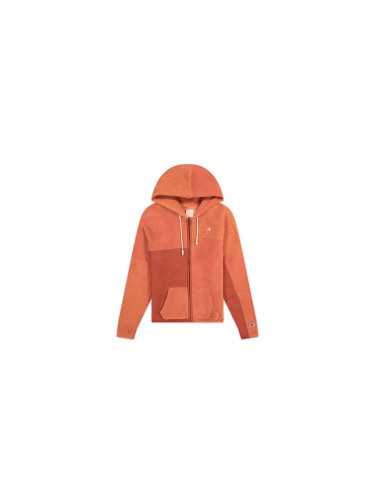 Champion Patchwork Velour Fleece ZIP-UP Hoodie Orange Жени - Суитшърти и блузи с качулка Champion - Оранжев - 113506-F20-RS045-L - Size: L