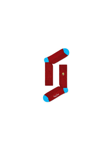 Happy Socks Ribbed Embroidery Alien Sock Unisex - Чорапи Happy Socks - Бордо - REALI01-4500-4-7 - Size: 4-7