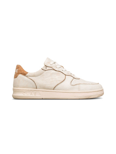 Clae Malone Distressed Leather Cork Мъже - Спортни обувки Clae - Бял - CL24AMA02-DLC-8 - Size: 8