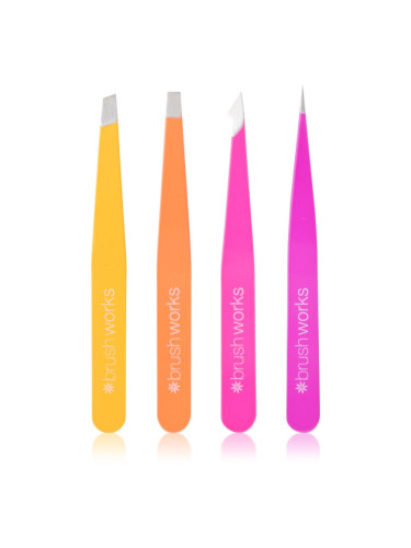 Brushworks Combination Tweezer Set комплект пинсети за вежди тип Brights 4 бр.