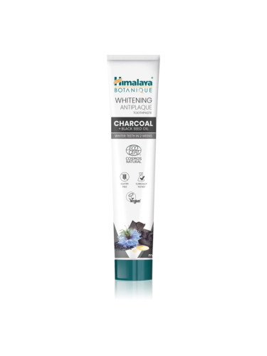 Himalaya Herbals Whitening Antiplaque Charcoal + Black Seed Oil избелваща паста за зъби с активен въглен 75 мл.