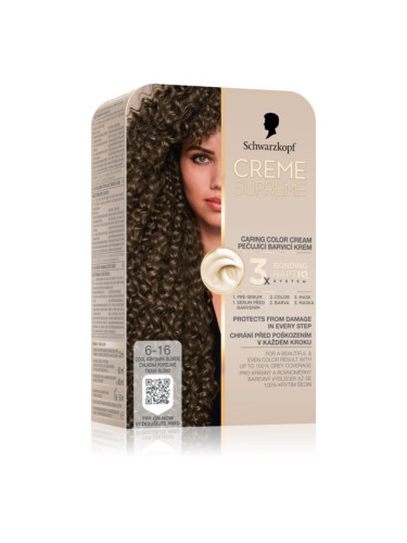 Schwarzkopf Creme Supreme перманентната боя за коса цвят 6-16 Cool Ash Dark Blonde 60 мл.
