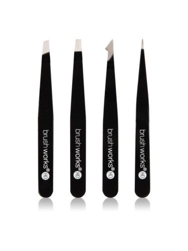 Brushworks The Complete комплект пинсети за вежди Black 4 бр.