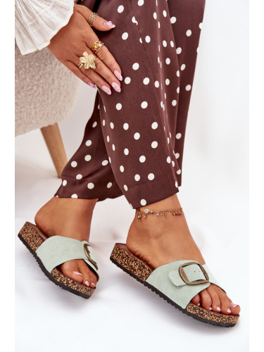 Boto Дамски сандали с катарама на коркова платформа мента Zavira