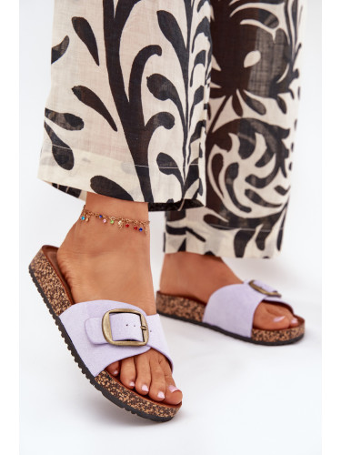 Boto Дамски Сандали С Катарама На Коркова Платформа Лилави Zavira