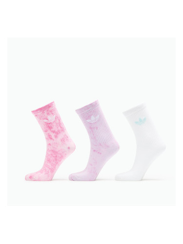adidas Tie Dye Crew Socks 3-Pack Bliss Pink L