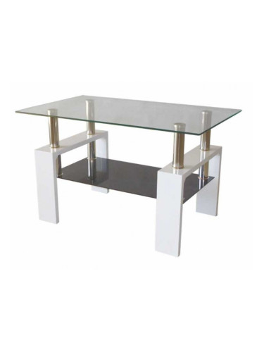 Холна маса MDF 605 100/60/60h бялa с черно долно стъкло