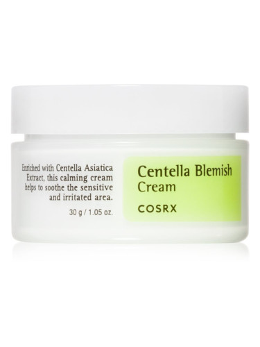 Cosrx Centella Blemish Cream подхранващ успокояващ крем против зачервяване на кожата 30 мл.