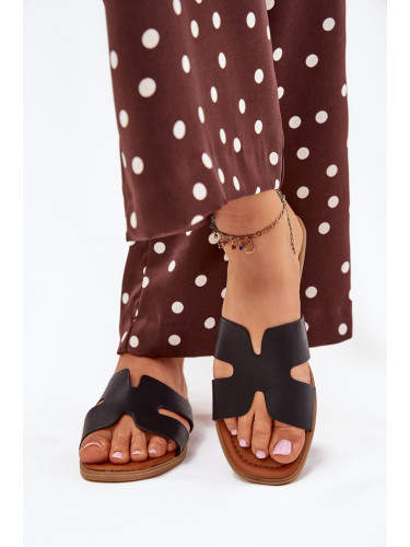 Boto Дамски Плоски Сандали С Изрязвания Черни Салира