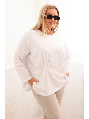 Kesi Włoski Women's Plus Size blouse with cotton, featuring a pocket and rolled sleeves kiwi