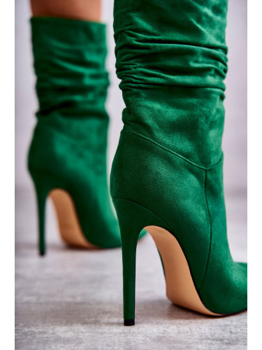 FS1 Дамски набръчкани боти Ботуши Green Laguna