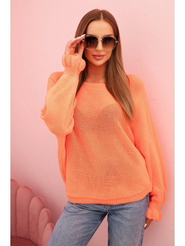 Kesi Włoski Women's mohair sweater with gathered sleeves and a cutout on the back orange