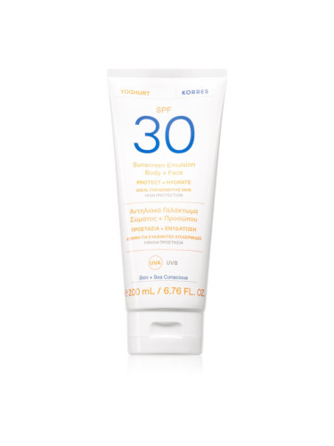 Korres Yoghurt Sunscreen лосион за слънце за лице и тяло SPF 30 200 мл.