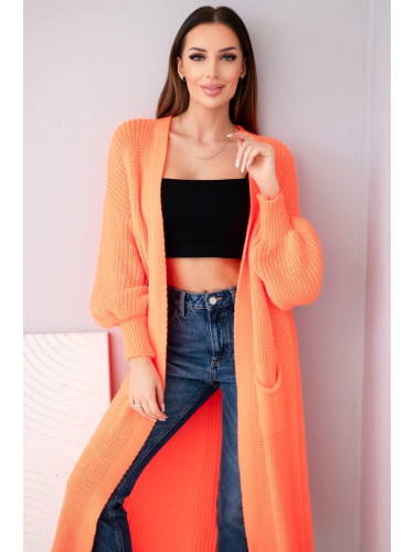 Kesi Włoski Long cardigan sweater neon orange