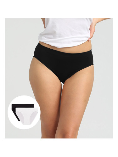 DIM SEAMLESS MAXI BRIEF 2x - Women's Seamless Panties 2 pcs - Black - White