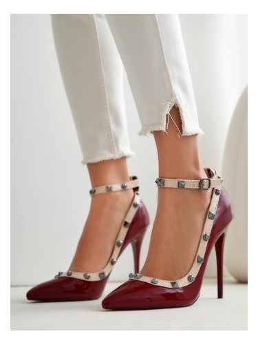 Resti Patent leather women's stiletto heels with studs Qoscalle