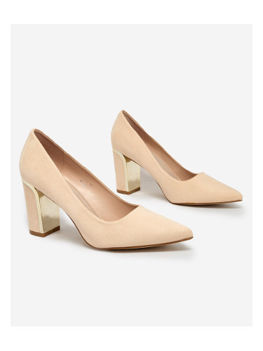 Resti Beige women's eco suede post pumps Afrogosa