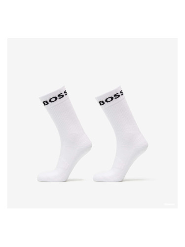 Hugo Boss 2-Pack of Quarter-Length Socks in Stretch Fabric White 6-9