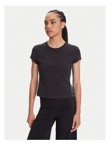 adidas Тишърт Animal Print 3-Stripes JM1850 Черен Slim Fit