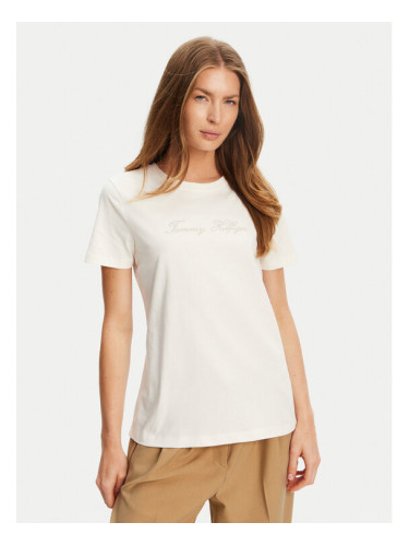 Tommy Hilfiger Тишърт Script WW0WW47210 Екрю Regular Fit