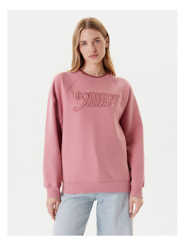 Tommy Jeans Суитшърт Script DW0DW21196 Розов Regular Fit